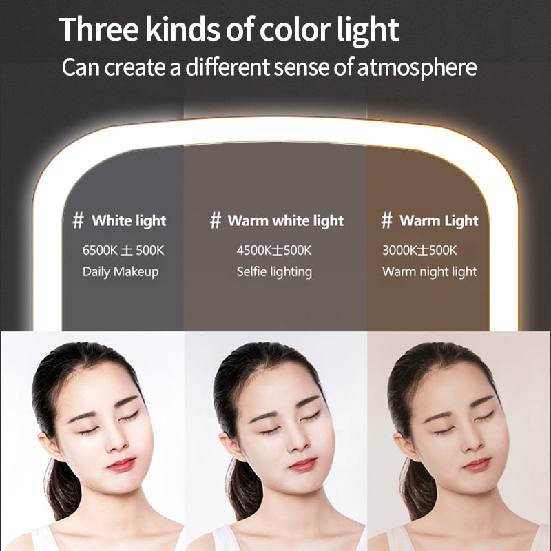 Youpin JORDAN&amp;JUDY LED-Schminkspiegel Intelligenter tragbarer Desktop-Damen-Make-up-Licht-einstellbarer rechteckiger Spiegel für Frauen und Mädchen