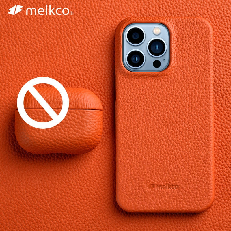 Melkco Premium-Echtlederhülle für iPhone 13 Pro Max 12 Mini 11 Luxus Business High-End-Handyhüllen aus Rindsleder Rückseite