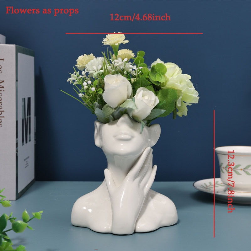 Nordic Ceramic Simulation Human Body Art Vase Sculpture Decoration Home Living Room TV Cabinet Crafts Indoor Vases Accessories