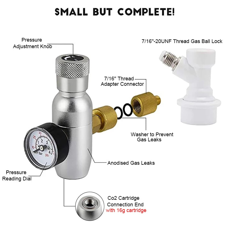 2020 Newest Co2 Charger Kit, 0-60PSI Co2 Regulator Mini Keg Charger with Ball Lock Gas Disconnect Portable for Home Brewing