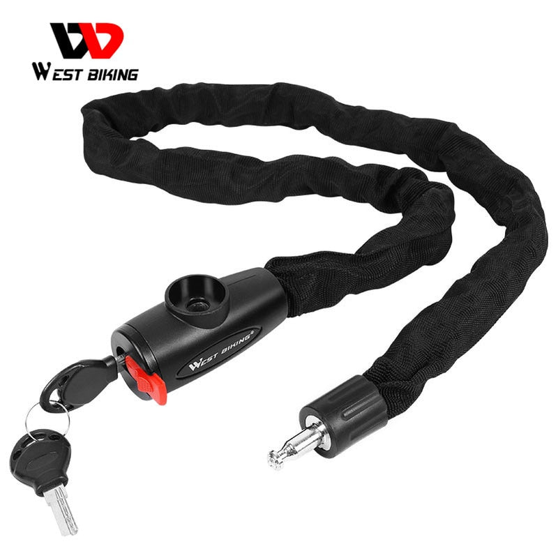 Candado para bicicleta WEST BIKING, candado de cadena antirrobo de seguridad para bicicleta de montaña y carretera con 2 llaves, accesorios para bicicleta de ciclismo al aire libre, candado para bicicleta