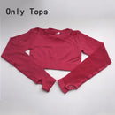 Yoga Sets Women Gym Clothes Seamless Long Sleeve Crop Tops Mesh Sports Leggings Running Workout High Waist Pants Fitness Wear