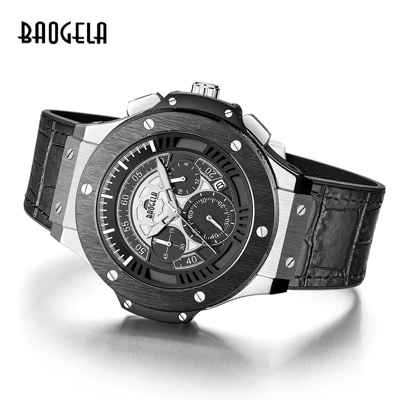 BAOGELA hommes montres hommes horloge de luxe marque Quartz Sport montre Rose chronographe mode montre-bracelet pour hommes1910