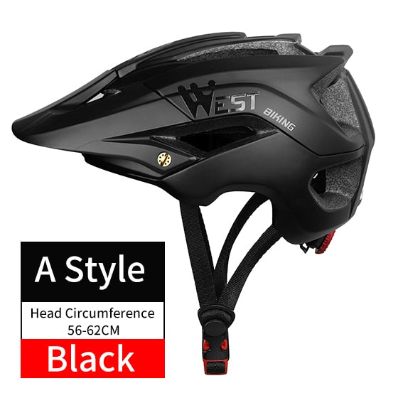 WEST BIKING Casco de bicicleta 56-62cm Transpirable Ultraligero MTB Casco de ciclismo de montaña moldeado integralmente Casco de seguridad para bicicleta