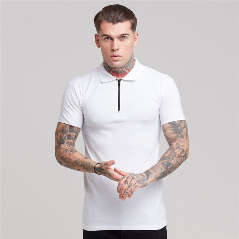 Mens Summer Solid Polo Shirt Short Sleeve Slim Fit Polos Fashion Streetwear Tops Men Cotton Fitness Sports Casual Golf Shirts