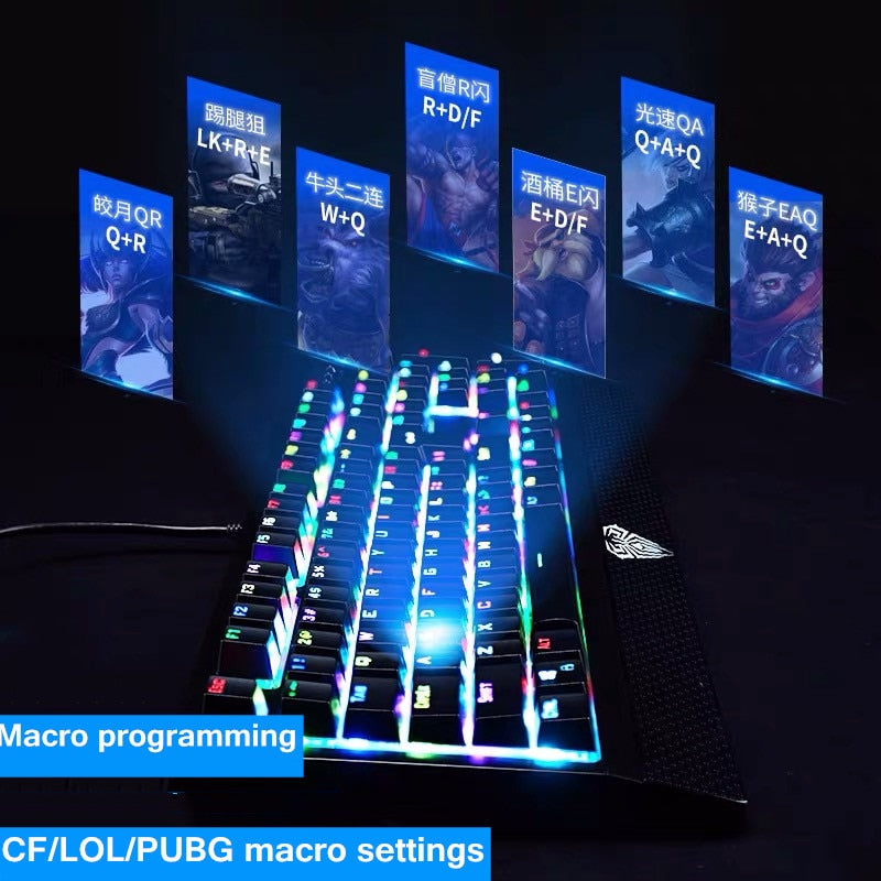 AULA RGB Gaming Mechanical Keyboard Blue Black Switch Wired Backlit Keyboard 104 Keys Anti-ghosting for Laptop Desktop PC Gamer