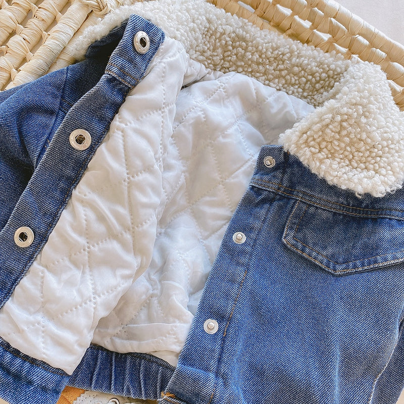 2022 neue Frühling Winter Kinder Jeansjacke Baby Jungen Mädchen Warme Mantel Mode Kinder Oberbekleidung Kleinkind Baby Kleidung
