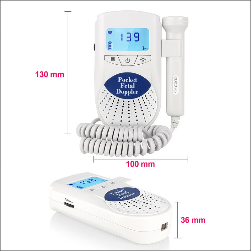RZ Mini Fetal Doppler Baby Ultrasound Sound Heartbeat Detector Monitor Prenatal With Earphone Fetal Doppler Stethoscope