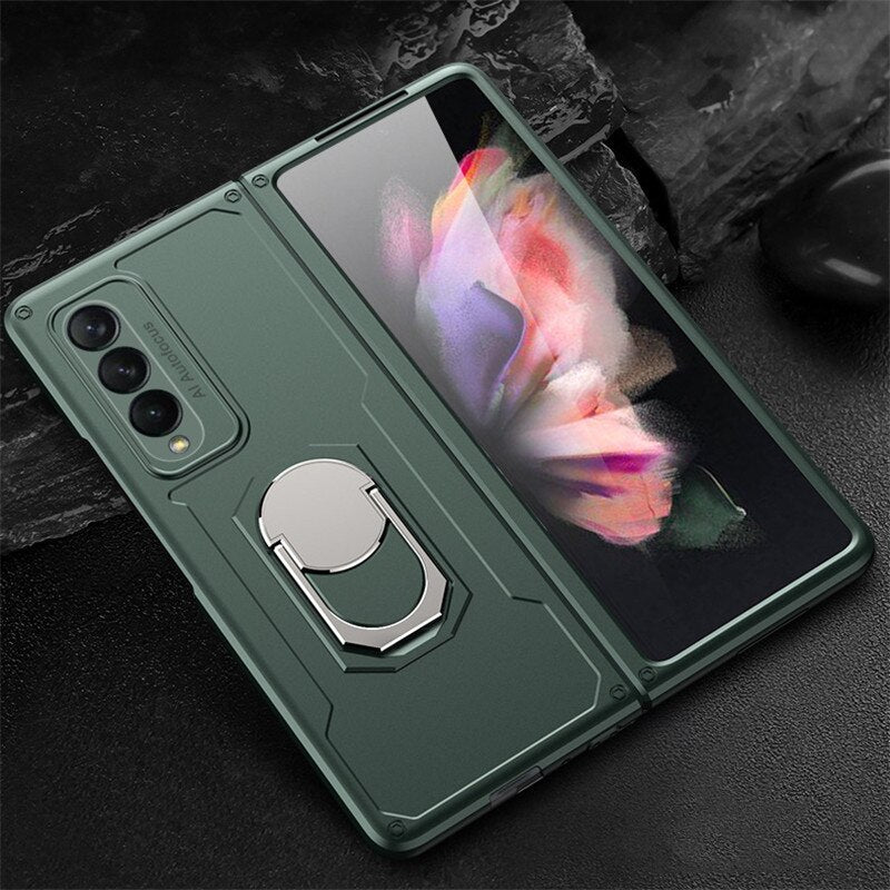 For Samsung Galaxy Z Fold 3 5G Case Armor Ring Holder Case 360 Bracket Hard PC Protective Cover For Galaxy Z Fold 3 2