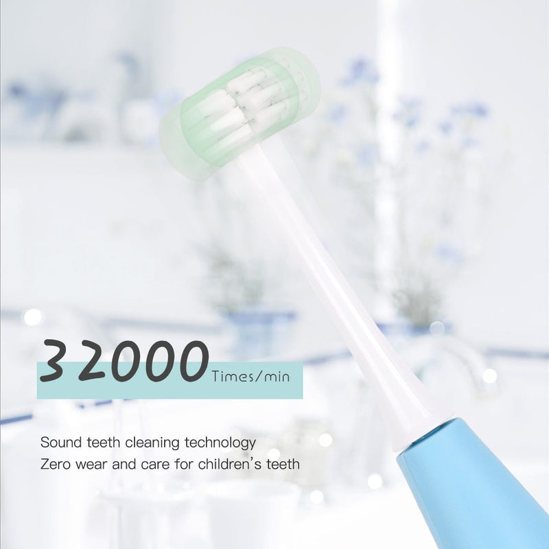 AZDENT 3 Sides Children Kids Sonic Electric Toothbrush 5 Modes U Type Teeth Tooth Brush 4 Heads 3h USB Rechargeable 25 Days Use