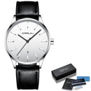 Mens Watches CRRJU Full Steel Casual Waterproof Watch for Man Leather Quartz Watch Men's Dress Calendar Watch Relogio Masculino
