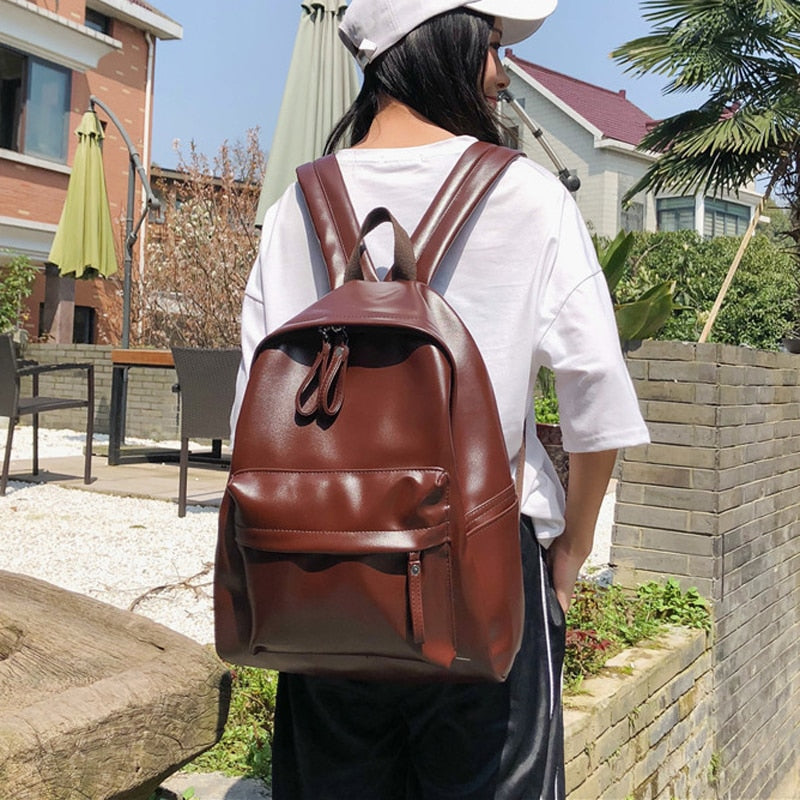 Mochila de mujer de estilo preppy a la moda, mochila escolar de cuero, mochilas para adolescentes, mochila de viaje de pu de gran capacidad, mochila Sac A dos