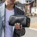 100% Leather Men Clutch Weaving Large Capacity Zipper Bag Fashion Simple Storage Bag Luxury Brand Handbag Wash Bag 2022 New Spot