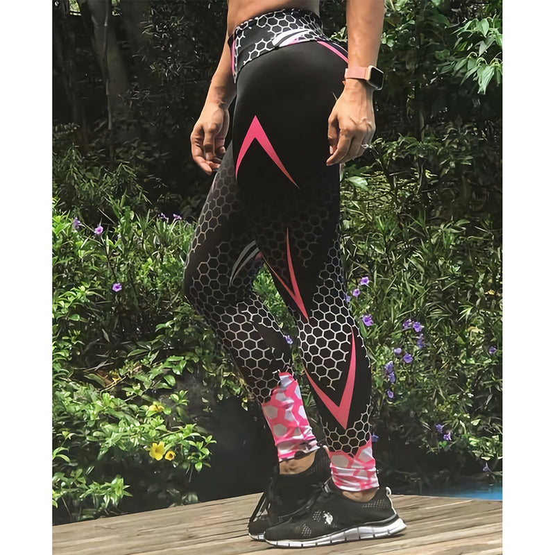 Entrenamiento deportivo fuerza elástica transpirable Fitness Leggings patrón impresión Digital ropa deportiva al aire libre Leggings ajustados para mujeres