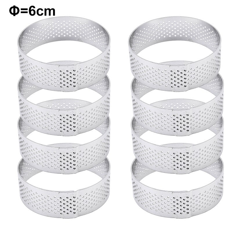 Tart Ring Stainless Steel Tartlet Mold Circle Cutter Pie Ring Heat-Resistant Perforated Cake Mousse Molds Tart Pastry