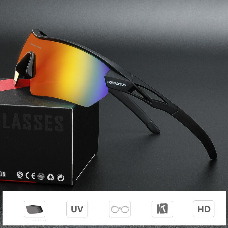 Comaxsun Professionelle polarisierte Fahrradbrille MTB Rennradbrille Outdoor Sports Fahrrad Sonnenbrille UV 400 mit 5 Gläsern TR90