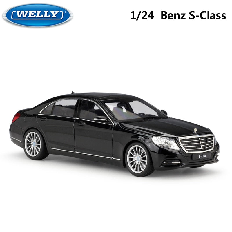 WELLY 1:24 Scale Simulator Model Car Benz S-Class Classic Diecast Car Metal Alloy Car Toys For Children Gift Toy Car Collection