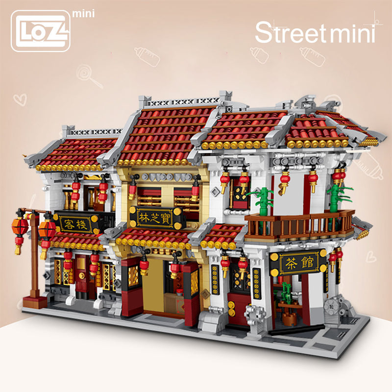 LOZ Mini Block Mini Chinatown Big China Street Chinese Tradition Tea House Pharmacy Inn Special Model DIY Assembly Toys