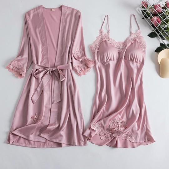 Sexy Print Bride Wedding Robe Set Soft Sleepwear Women Summer Satin Nightwear Bathrobe Homewear Sleep Set Short Nightdress