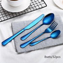 2018 Wholesale 4Pcs/set Black Cutlery Set Box Packaging Stainless Steel Western Knife Cutlery Kitchen Dinnerware Tableware Set