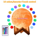 Customized 3D Print Moon Lamp 2/16 Colors  Change USB Rechargeable Night Light Touch/Remote Control Valentine&