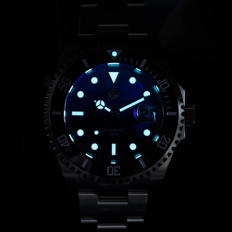San Martin Diver Water Ghost MOP 60Bar Helium Device Luxury Sapphire Men Automatic Mechanical Watch Ceramic Bezel Lume Date