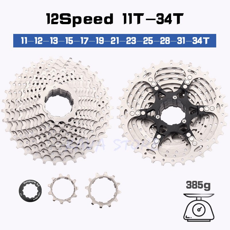 SUNSHINE Road Bike Freewheel 11-25T/28T/32T/34T/36T Bicycle Flywheel 8/9/10/11/12S Speed Cassette Sprocket for Shimano HG K7