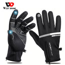 WEST BIKING Bike Touch Screen Gloves Winter Thermal Windproof Warm Full Finger Gloves For Cycling Men Waterproof Bicycle Gloves