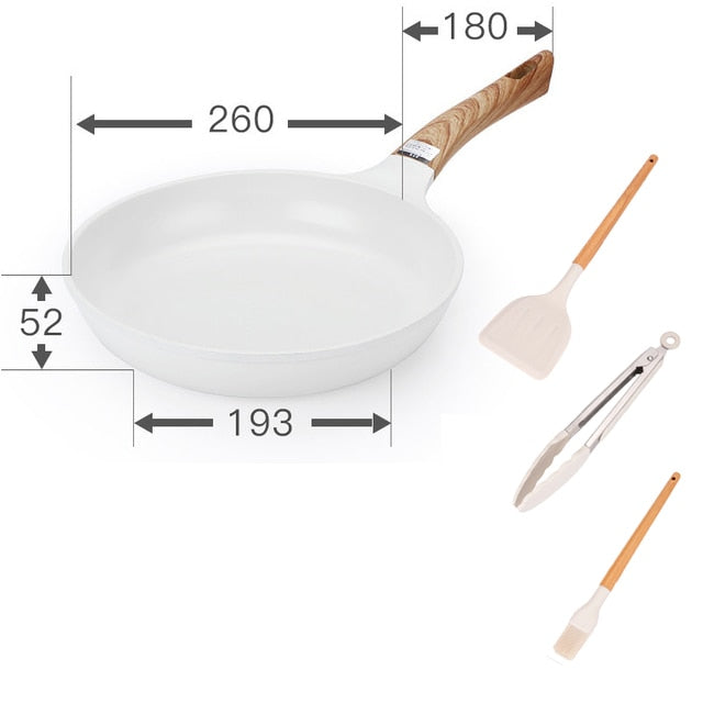 Ceramic Frying Pan Cookware Set Pot and Non Stick Cooking Pan Set Breakfast Crepe Pan Honeycomb Wok Japanese Kitchen Enamel Pan