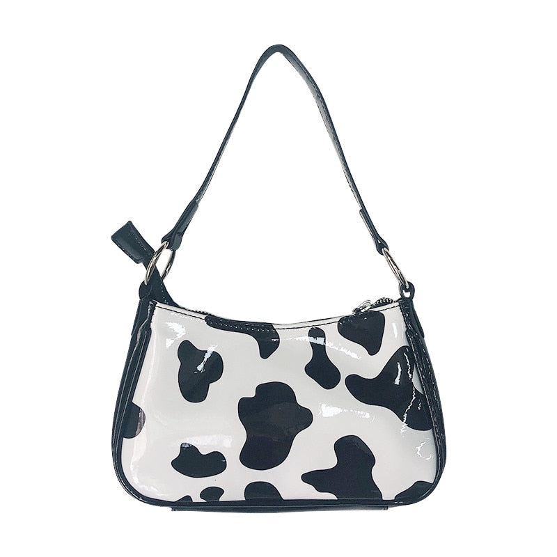 Bolsos de mensajero Retro con diseño de vaca para Mujer, bolsos de hombro harajuku de cuero PU informales con cremallera sólida, Bolsa para Mujer, novedad de 2020