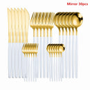 Western Cutlery Set 30 Piece Tableware Set Stainless Steel Dinnerware Black Spoon Fork Knife Dinner Set Complete Home Flatware