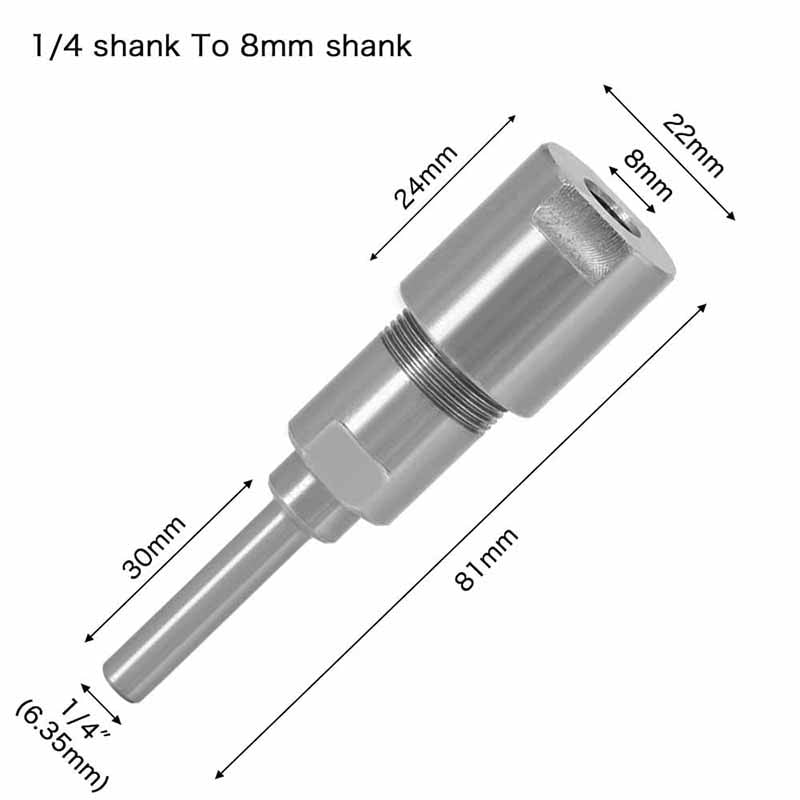 1/4 "8mm 12mm 1/2" Shank Router Bit Extension Rod Converter Collet Engraving Machine Accessories For Wood Milling Cutter