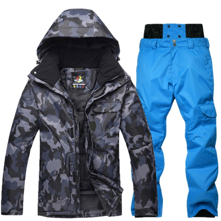 Neue Herren Tarnung Skianzug Wasserdichte Atmungsaktive Snowboardjacke Winter Schneehose Anzüge Herren Skifahren und Snowboarden Sets