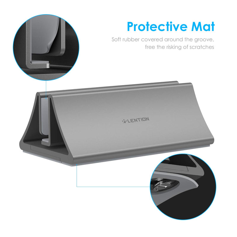 Lention Aluminum Vertical Desktop Stand Space-Saving for MacBook Air/Pro 16 15 13 Chromebook 11 to 17-inch Laptop Stand Holder