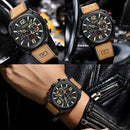 Marca CURREN, relojes de pulsera de cuarzo marrón de lujo para hombre, reloj de cuero con esfera cronógrafo luminosa para hombre, reloj deportivo informal