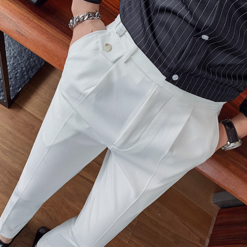 Pantalon Homme British Style Business Formal Wear Suit Pants Men Clothing Solid Slim Fit Casual Office Straight Trousers 5Colors