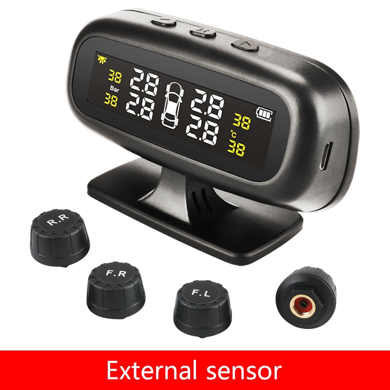 Jansite Original Solar TPMS Car Tire Pressure Alarm Monitor System Display Intelligent Temperature Warning Fuel Save 4 Sensors