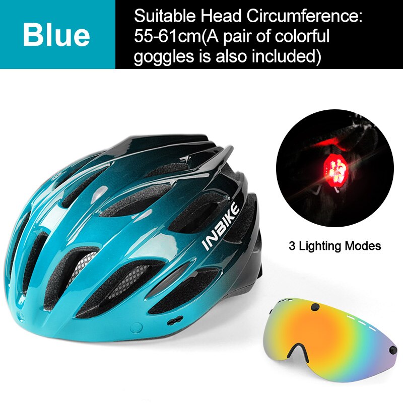 Casco de bicicleta ligero INBIKE, sombrero seguro para hombres y mujeres, casco de bicicleta MTB ultraligero con luz trasera, casco deportivo para montar en bicicleta IH19301