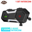 HEROBIKER 2 Sets 1200M BT Motorcycle Helmet Intercom Waterproof Wireless Bluetooth Moto Headset Interphone FM Radio for 2 Rides