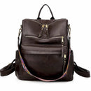 Retro Large Backpack Women PU Leather Rucksack Women&