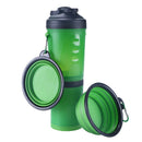 Portable 2 in 1 Pet Folding Water Bottle Food Container With Folding Silicone Pet Bowl Outdoor Travel Dog Cat Feeder Cup Bowl