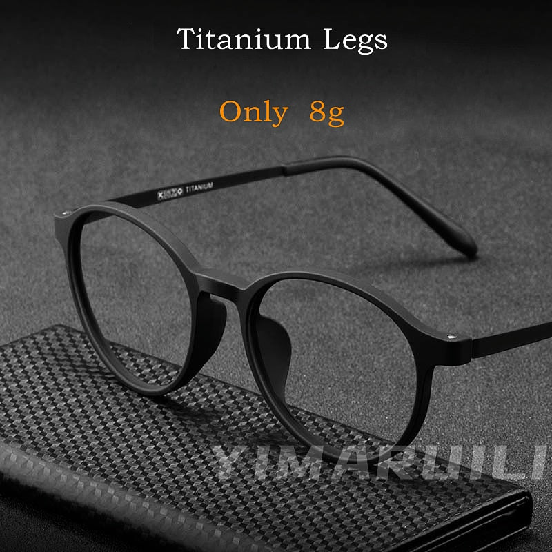 YIMARUILI Ultralight Titanium Alloy TR90 Myopia Glasses Retro Round Optical Prescription Eyeglasses Frame Men And Women H3050