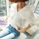 fashion women tops Summer 2022 backless sexy Hollow Out Lace Blouse Shirt Ladies casual Loose White office blouse women 1310 40