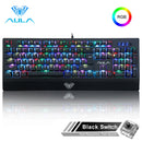 AULA RGB Gaming Mechanical Keyboard Blue Black Switch Wired Backlit Keyboard 104 Keys Anti-ghosting for Laptop Desktop PC Gamer