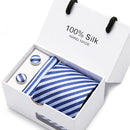 Joy Alice Wedding men neck ties gift box packing men brand luxury necktie pocket square silk tie set cufflinks handkerchief