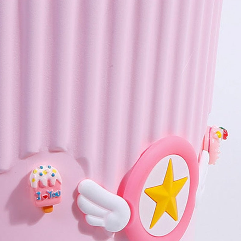 Creative Pink Waste Bin Anime Card Captor Sakura Plastic Trash Can Kawaii Cartoon Home Office Desktop Garbage Storage Basket New