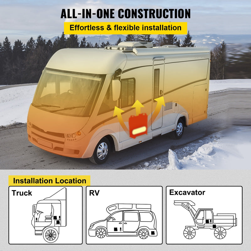 VEVOR 5KW 12V Diesel Air Heater 4 Air Outlets All in One With LCD Switch and Remote Control for Car Bus RV Trucks Camper Vans