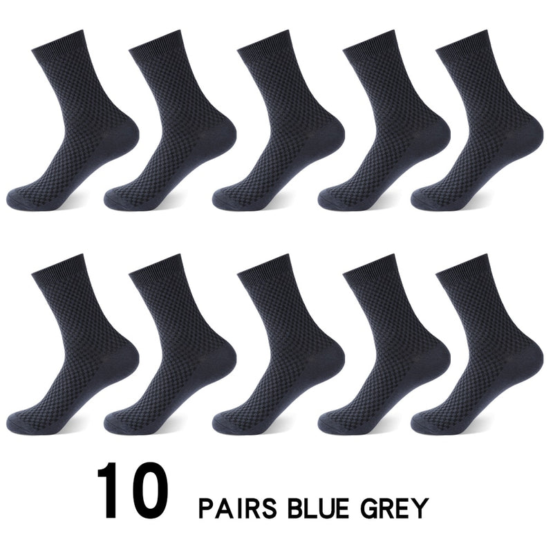 Hohe Qualität 10 Paar / Los Herren Bambusfaser Socken Lange Kompressionssocken Herren Schwarz Business Casual Männliche Socke Große Größe 38-45