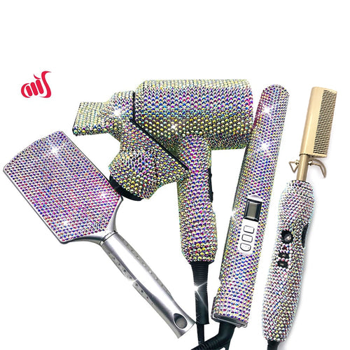 Crystal Hair Pressing Hot Comb Hair Föhn Set Bling Hot Tools Set für Friseur