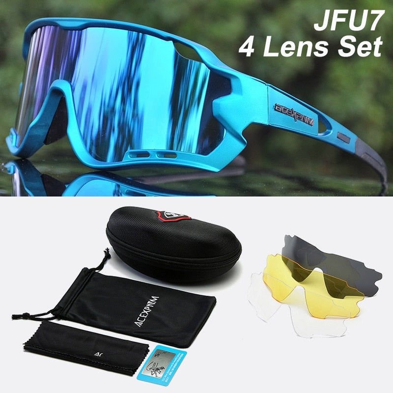 ACEXPNM Polarized Mountain Bike Cycling Glasses Outdoor Sports Cycling Goggles UV400 4 Lens Cycling Eyewear Men Women Sunglasses